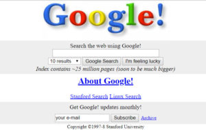 Vyhledávač Google v roce 1998