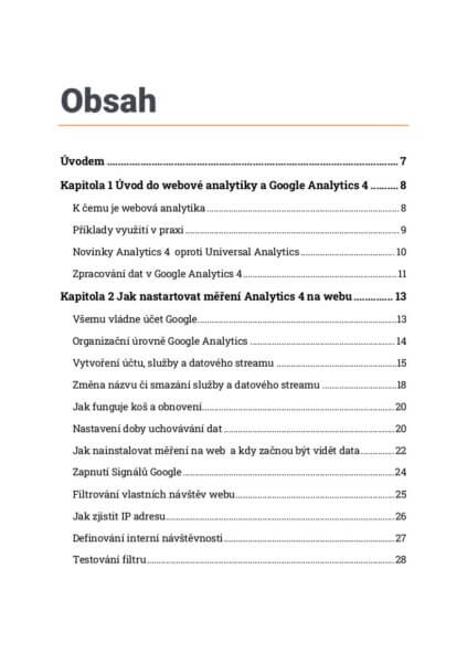 obsah knihy Google Analytics 4 pro začátečníky
