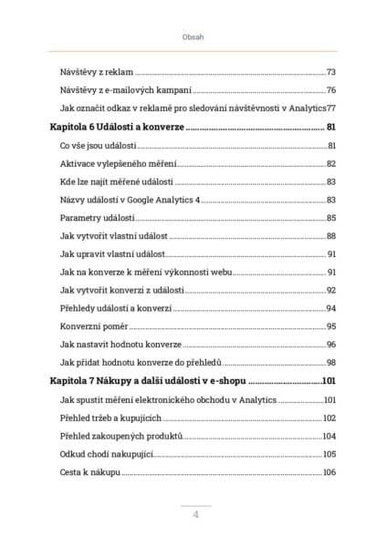 obsah knihy Google Analytics 4 pro začátečníky