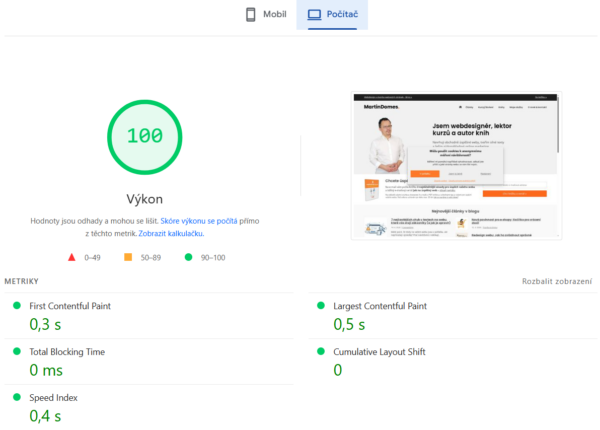 Page Speed Insight -&nbsp;načtení na PC