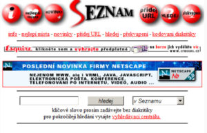 Vyhledávač Seznam v roce 1996